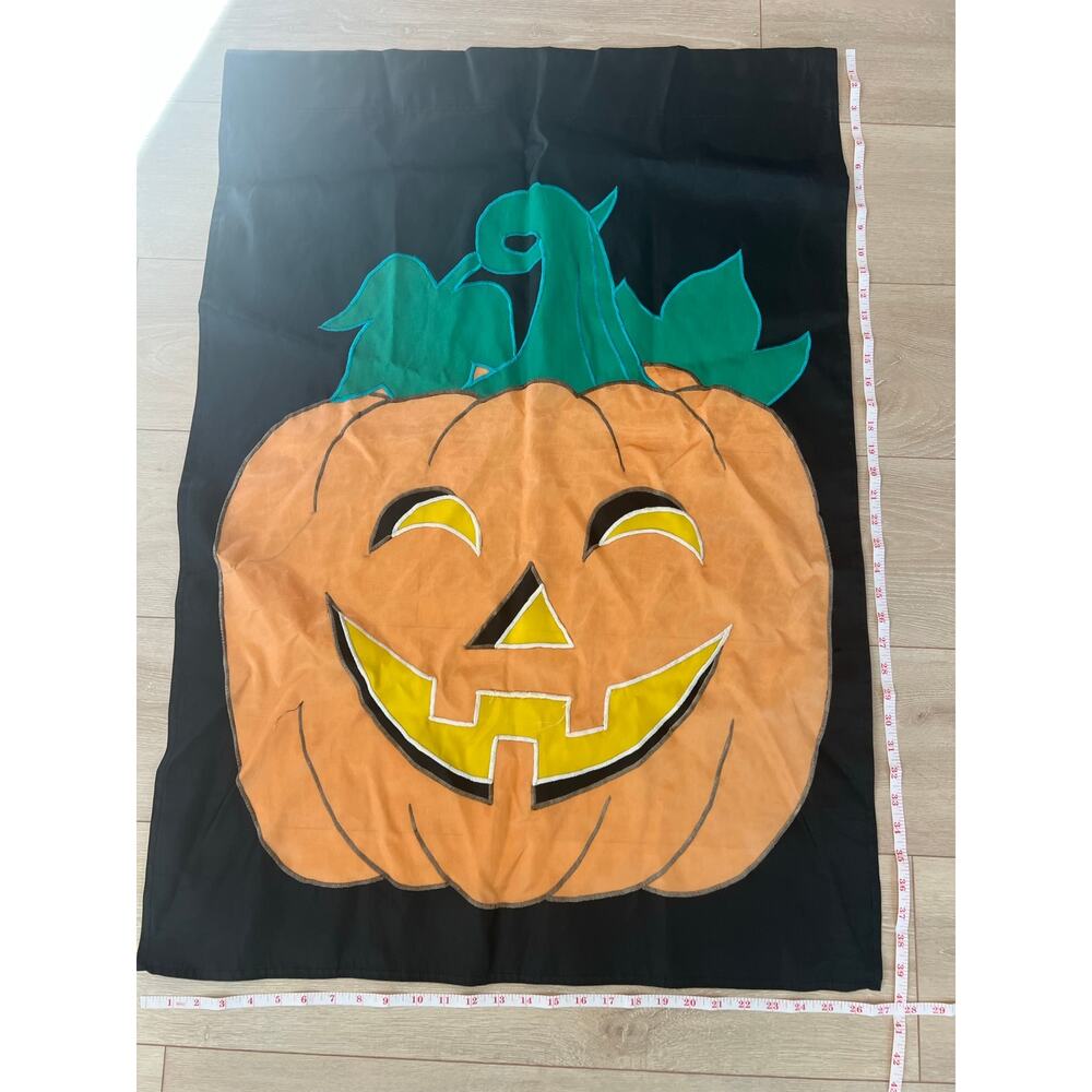 Vintage Outdoor Porch Flag Happy Halloween Pumpkin Friendly Jack-O-Lantern JL